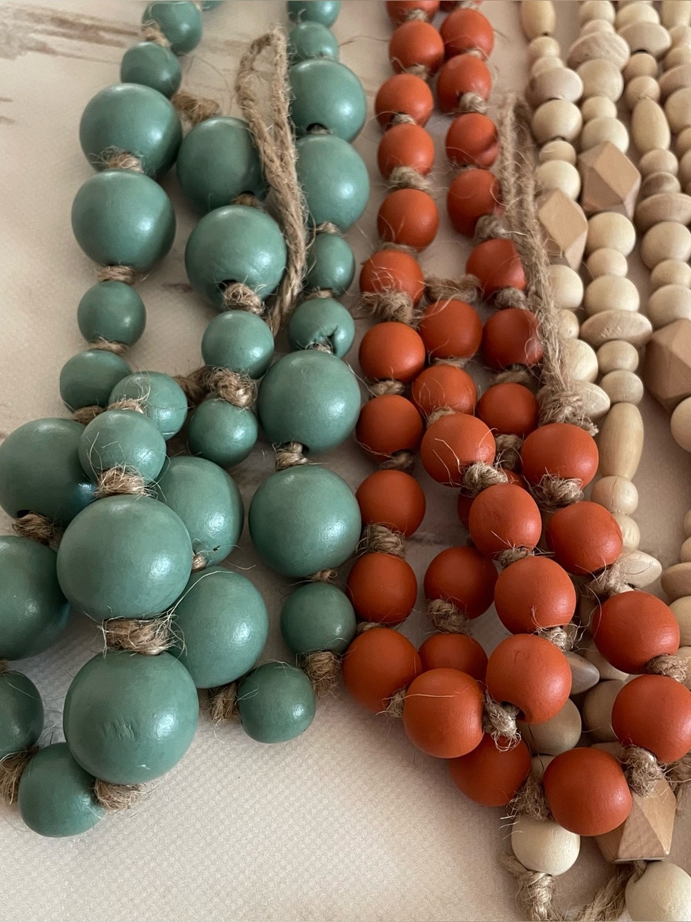 Cottagecore Decorative Wooden Bead Garland Lot - Picture 2 of 8